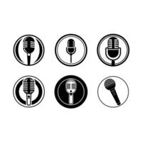 Stylized record microphone in line art design, perfect for digital use. vector