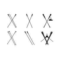 Ski Poles and Line Art Design for Graphic Projects vector