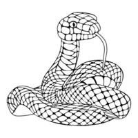 Snake in doodle technique, Coloring book vector