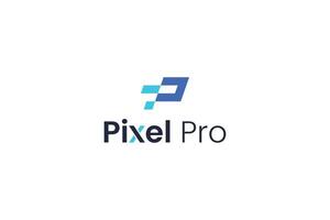 Letter p pixel print unique technological simple minimal logo vector
