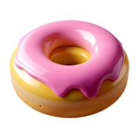 3D render of glossy glazed doughnut with fluffy texture png
