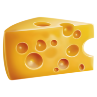 Wedge of yellow cheese with multiple holes, smooth texture png