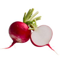 Whole and sliced radishes with green stems png