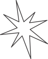 Y2k star shape. Outline icon of abstract spark and shiny irregular flash burst. Bling and twinkle geometric minimal retro design element png