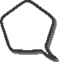 Pixel speech bubble for game design and chart. Retro chat box for dialog comment and messages. Conversation balloon pentagon shape. 8 bit cartoon element png