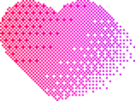 Pixel pattern shape. Textured heart with bitmap Y2k dither gradient. Retro with old computer game graphic effect. Halftone illustration png