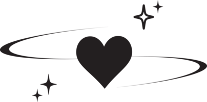 Y2K heart icon. Star shapes. Symbols of love. Outline cosmic design element. Cute retro romantic element of magic sparkles. Abstract celestial 90s decoration png