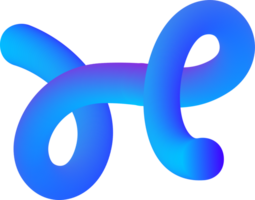 3D gradient abstract shape. Liquid fluid spiral element. Swirl dynamic bright blue modern stroke. Wavy blend futuristic vibrant line. Squiggle neon design png
