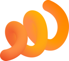 3D gradient shape. Abstract orange colored fluid swirl element. Wavy blend spiral object. Dynamic organic neon stroke. Bright gradation stripe png