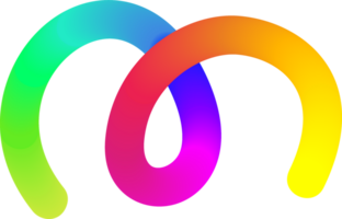 Rainbow gradient line. Fluid color element. Wavy blend swirl stripe. Dynamic twisted flowing stroke for posters and banners. png