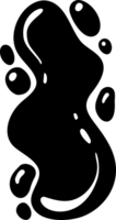 Abstract blob shape. Organic liquid random wavy form. Irregular fluid black spot and bubbles. Glossy elements. Trendy drops silhouettes. Modern Y2K swirl amoeba splotch. png