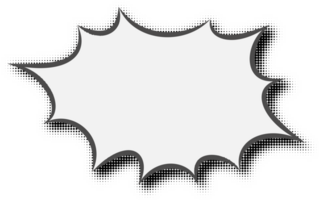 Manga speech bubble. Comic text frame with pop art halftone dotted effect. Balloon chat shape for dialog. Cloud for shock shout and scream action messages. Irregular cartoon decoration. png