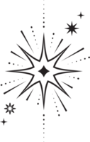 Line icons of stars. Sparks and shiny abstract glitter symbol with light effect. Minimal Y2K magic twinkles png