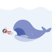 Jonah and the Whale in the ocean illustration isolated on white background vector