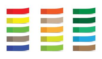 Post note stickers, Colored sticky note set. colorful paper sticky tapes set with shadow template. Set of different colored sheets of note papers. vector