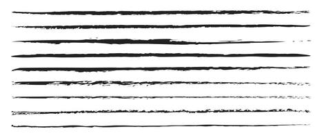 Set of strike Line underline black color. Grunge sketch thin long texture. Marker collection design. Pen stripe brush strokes. Patch pencil strips. vector