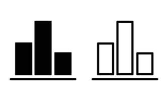 Sales Analytics and statistics icon concept .Bar diagram icon set black filled and outlined style. illustration. vector