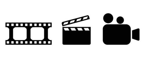 Shooting set icon. icon with a shooting set. a film shooting icon, a camera icon, an old film and a clapboard symbol for an app, a website. vector
