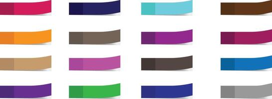 Post note stickers, Colored sticky note set. colorful paper sticky tapes set with shadow template. Set of different colored sheets of note papers. vector