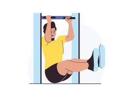 Illustration of Person Performing Pull-Up Exercise vector