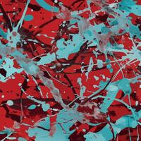 A red and blue abstract painting with splashes of paint vector