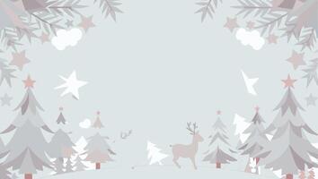 Christmas background with reindeer and trees vector