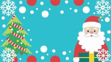 A Santa Claus Christmas card with snowflakes and a tree vector