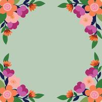 Floral frame with green background vector