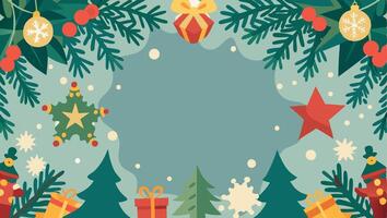 Christmas background with snowflakes and presents vector