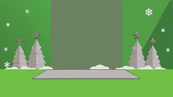 A green background with trees and snow vector