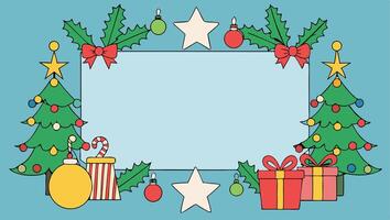 A Christmas frame with presents and trees vector