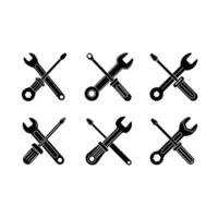 Wrench and screwdriver icon for DIY, repair, and maintenance projects vector
