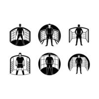 Man in center of goal, AI and line art design. Perfect for digital projects vector