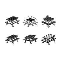 Stylish picnic table design, perfect for summer outdoor graphics vector
