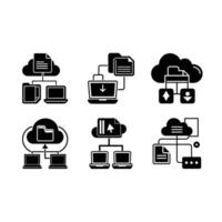 Online file transfer icon in and line art style. design for digital use vector