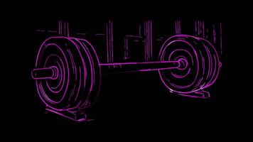 Neon frame effect, Dumbbell A weight used for strength training on black background video