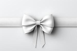 White ribbon with bow on a white background photo
