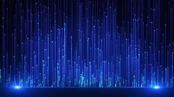 Abstract futuristic background with glowing neon particles or bright rays of light. movement of a stream of glowing bright lines of particles. rain of particles. Seamless loop abstract background video