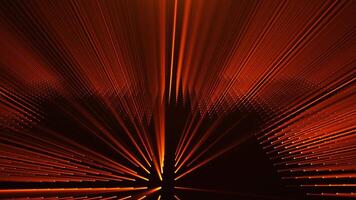 Abstract background with bright rays of light emanating from a dotted surface of dots or particles. Seamless loop 4k video