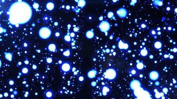 Abstract night space scene of bright particles. Sci-fi background with bright dots creating glitter bokeh. beautiful nebula, fairy dust, seamless loop, 4K. video