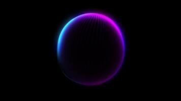Abstract glowing sphere, energy ball shines brightly with rays of light, magic waves from particles and dots, abstract atomic science background video