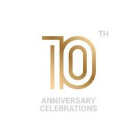 10 years anniversary logo design on white background for celebration event. 10th celebration emblem. vector