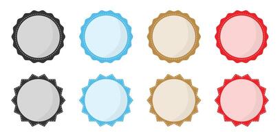 Simple circle frame icon set in different color. Collection of empty circular stamp logo symbol. Blank labels or circular stamp. Circle template for logo, stickers and business sign symbol. vector