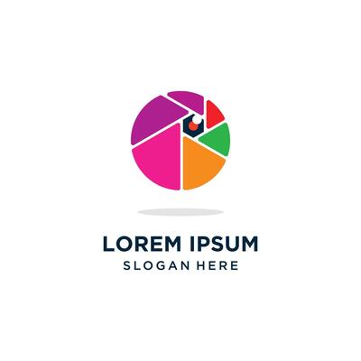 Camera lens icon logo design with creative concept Premium