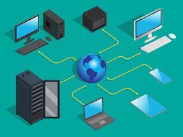 LAN Network 3d Diagram. Internet concept. vector