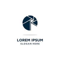 Camera lens icon logo design with initial R creative concept Premium vector