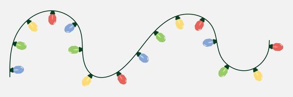 Christmas string lights on gray background. vector