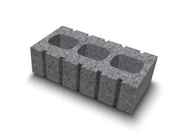 Gray Cement Cinder Block Isolated on White Background. vector