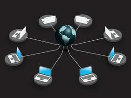 Cloud computing network diagram. Internet concept. vector