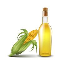 Realistic oil product design concept. Corn oil mockup 3D on white background for advertising, web and etc. vector